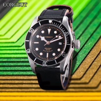 CORGEUT 41 мм, модные мужские часы премиум-класса, автоматические механические часы с сапфировым стеклом, часы с датой в нескольких часовых поясах для мужчин, подарок