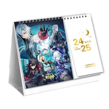 Настольные календари Game Genshin Impact на 2024-2025 годы с героями мультфильмов Xiao Hutao Wendi, двойные календари, школьные принадлежности