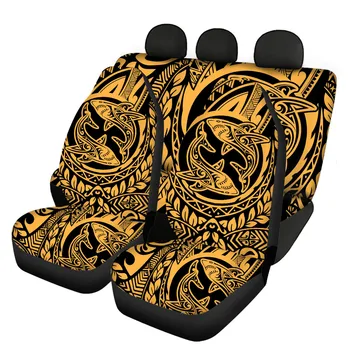 INSTANTARTS Самоанский полинезийский принт, передние и задние чехлы для автокресел для женщин и мужчин, прочные чехлы для автомобильных сидений, подушка для автокресла