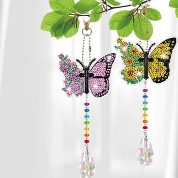 6шт Wind Chime 5d с рисунком бабочки, двухсторонние подвесные украшения, идеально подходящие для начинающих
