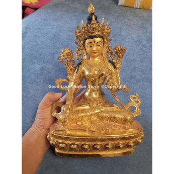 Специальное предложение Позолота буддизма размером 30 см, статуя Будды Тара Гуань инь ПУ Са из латуни, безопасность дома, семьи, Эффективная защита здоровья
