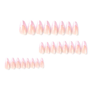 Глянцевые накладные ногти розового миндаля, прочные и их нелегко поцарапать, ногти для начинающих маникюристок