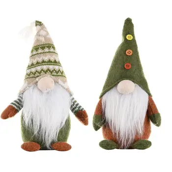 Рождественские украшения Вязаная нетканая Стоящая Безликая кукла Креативные зеленые украшения Санта-Клауса