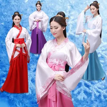 Китайский шелковый халат, костюм для девочек, женское Кимоно, Китайское традиционное винтажное этническое антикварное платье, танцевальный костюм, косплей Hanfu set