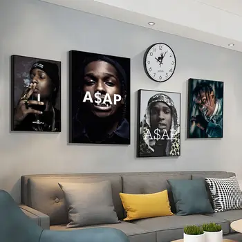 ASAP Rocky Rap Самоклеящийся художественный плакат, декоративная роспись стен, белая крафт-бумага, эстетическая художественная роспись стен