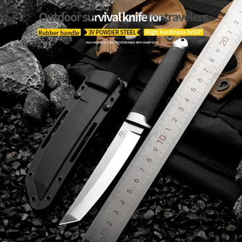 HUANGFU Высококачественный стальной нож с фиксированным лезвием CPM-3V, спасательный нож, нож для выживания в дикой природе, мужской подарок
