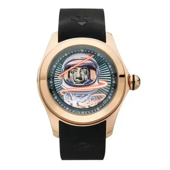 Мужские автоматические часы KAFYASE 46 мм, роскошные модные механические наручные часы с минеральным зеркальным каучуковым ремешком