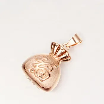 Ожерелье из русского фиолетового золота 585 пробы с подвеской lucky bag для женщин простого дизайна покрыто драгоценными камнями из розового золота 18 карат
