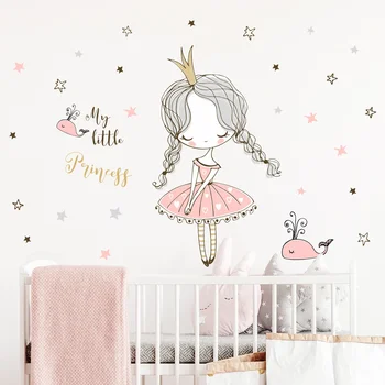 Милые Мультяшные Наклейки на стену Little Princess Star для девочек, спальня, гостиная, Украшение дома, Наклейка на стену