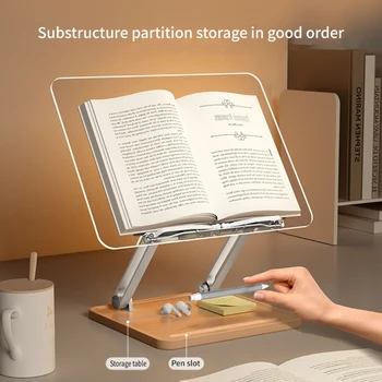 Новая акриловая настольная книжная полка для чтения, регулируемый на 180 ° кронштейн для ноутбука, блокнот для чтения