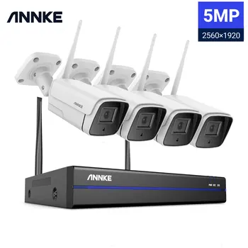 ANNKE 5-Мегапиксельная система Wi-Fi видеонаблюдения, 10-канальный видеорегистратор, Система видеонаблюдения, Двухстороннее аудио, Наружные Беспроводные IP-камеры, Комплект видеонаблюдения