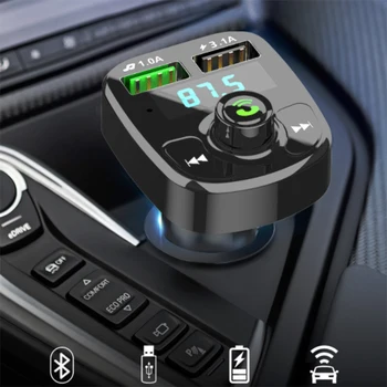 Автомобильный Громкой связи Bluetooth-совместимый 5.0 FM-передатчик Автомобильный Комплект MP3-Модулятор Плеер Аудиоприемник Громкой связи 2 USB Быстрое Зарядное Устройство