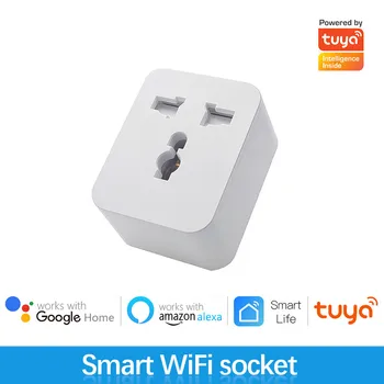 Универсальная розетка Tuya Smart Wifi 15A, приложение для дистанционного управления, универсальная розетка Eu plug, работает с Alexa Google Home