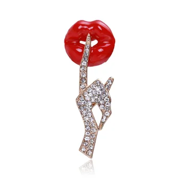 Элегантные Милые Сексуальные броши со стразами в виде красных губ для женщин, костюм, Эмалевые булавки для брошей на палец, роскошный дизайн, Ювелирные изделия, подарки