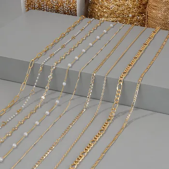 Звено цепи толщиной 0,5 /1 метр, 18-Каратное Золото, Скрученные цепочки из змеиного жемчуга для изготовления ювелирных изделий, сделай сам, Мужское Женское ожерелье, браслет, ножной браслет