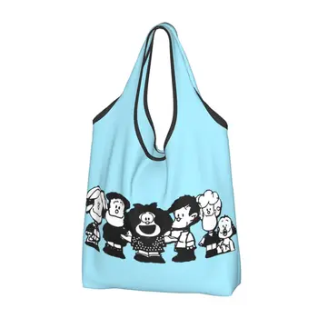 Многоразовые Продуктовые сумки Mafalda Friends, Складные, можно стирать в машине, сумки для покупок из мультфильмов Аниме, Большая Эко-сумка для хранения, легкая