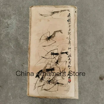 Китайский Старый свиток, Роспись креветок Ци Байши, Рисовая бумага, Кусочек для рисования