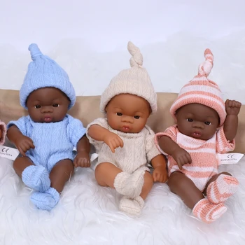 Черные Американские Куклы-Реборн Милые Мини 20 см Детские Игрушки Bebe Doll Для Всего Тела Виниловая Мягкая Кукла Для Девочек Reborn Baby Doll Игрушки Подарок