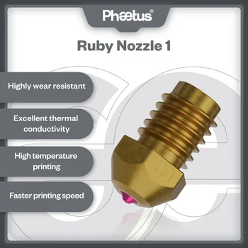 Сопло Pheatus RUBY для V6/Volcano HOTEND Совместимо со всеми расходными материалами PETG ABS, НЕЙЛОНОМ PEI PEEK и т.д.