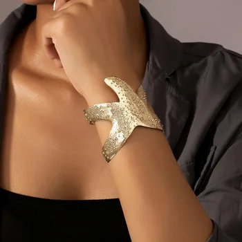 Новый нишевый дизайн с минималистичным и модным дизайном в виде морской звезды для женского браслета с открытым концом