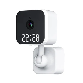 Wi-Fi камера Tuya с цифровыми часами, домашняя охрана, видеонаблюдение ночного видения, Беспроводная камера движения-штепсельная вилка ЕС