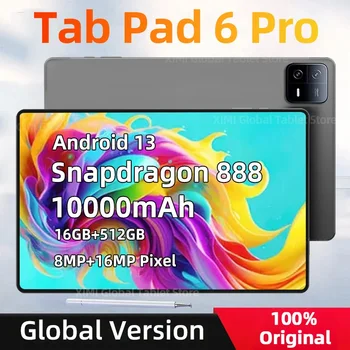 2023 Оригинальные планшеты Pad 6 Pro Глобальной версии Android 13-16 ГБ + 512 ГБ Snapdragon 888 Tablet PC 5G с двумя SIM-картами WIFI HD 4K Mi Tab