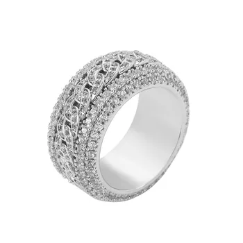 Высококачественные кольца с камнями Iced Out Micro Pave CZ в форме веревки Для мужчин и Женщин, ювелирные изделия в стиле хип-хоп, Подарок Оптом