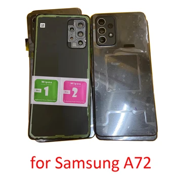 Новая задняя крышка корпуса Samsung Galaxy A72 A725F A725M A725 Оригинальный черный корпус телефона Чехол на задней панели с объективом камеры