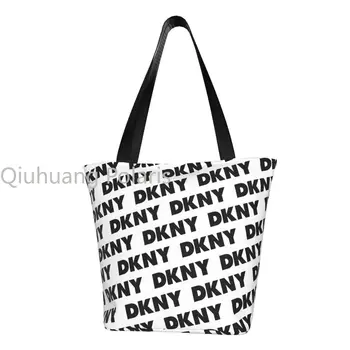 Изготовленная на заказ сумка для покупок с модной печатью DKNYS, черная 3D сумка-тоут, многоразовая холщовая сумка для покупок через плечо