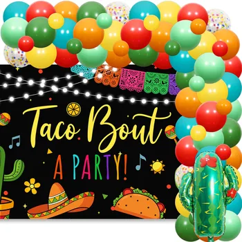 Taco Bout A Party Декор для Вечеринки в Мексиканской Тематике На День Рождения Fiesta Background Топпер для Торта Cinco De Mayo Baby Shower Вечерние Принадлежности