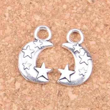 45шт Подвески Луна Звезда 21x14x3 мм, антикварные подвески, старинные тибетские серебряные украшения, сделай сам для браслета-ожерелья