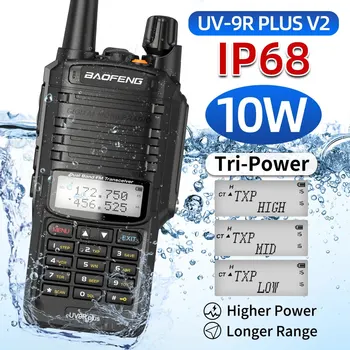 Baofeng UV 9R Plus V2 10 Вт Мощная IP68 Водонепроницаемая Портативная Рация VHF UHF Портативный Приемопередатчик 16 КМ Дальнего Действия UV9R Ham Radio