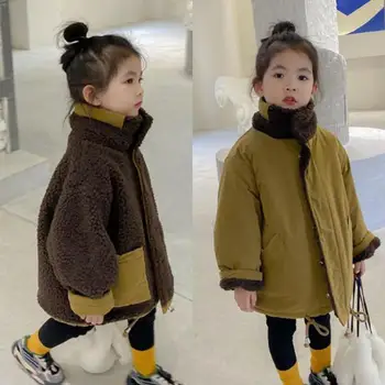 Детская одежда 2022, осенне-зимнее пальто, детское двустороннее пальто из овечьей шерсти для девочек и мальчиков, свободные повседневные модные куртки