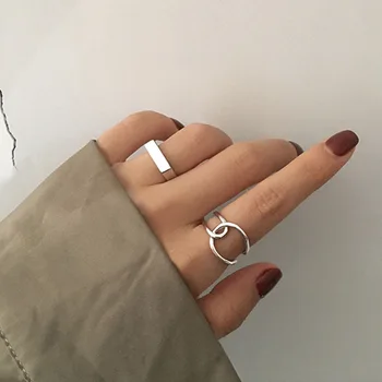 Кольца серебряного цвета для женщин, Богемные Регулируемые Геометрические Нерегулярные Открытые кольца, Креативные Простые Преувеличенные Ювелирные изделия в подарок