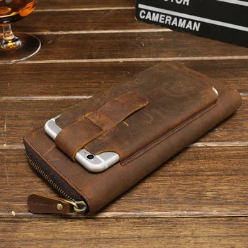 Newsbirds кошелек для телефона из натуральной кожи, длинный кошелек в винтажном стиле с сумкой для мобильного телефона, кошельки на молнии
