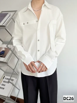 Мужская корейская стильная рубашка, мужская уличная высококачественная свободная городская молодежная рубашка, модный тренд, индивидуальность, рубашка