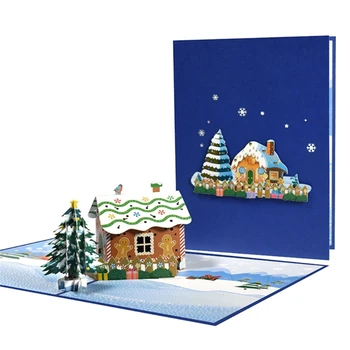 Музыкальная Рождественская открытка с золотым тиснением, 3D Трехмерная Рождественская елка, снеговик, мультяшный Санта