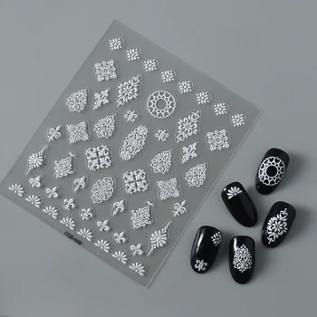 Белые кружевные 5D наклейки для ногтей слайдеры для маникюра своими руками Принадлежности для ногтей