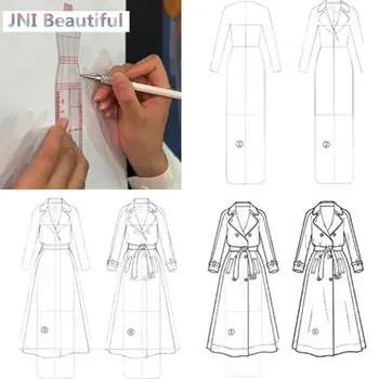 1 комплект женской модной линейки для рисования, шаблон для рисования рисунков для дизайна одежды, шаблон для набросков одежды для женщин