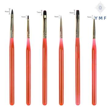 Новая ручка для ногтей, розовая акриловая планка, набор из 6 многоцветных светотерапевтических ручек с вытягивающей нитью по желанию