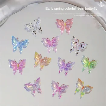 Милые роскошные подвески для нейл-арта с бабочками, аксессуары для каваи из 3D смолы, хрустальные украшения для ногтей, ледяной орнамент на картах