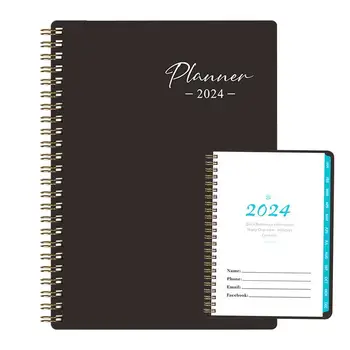 Coil Planner 2024 Маленькие блокноты на спирали, Дневники на катушках, Еженедельный и ежемесячный планировщик, Блокнот-органайзер в спиральном переплете