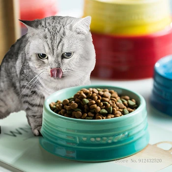 Противоскользящие круглые постепенное цвет домашняя кошка, пить небольшими корм для собак чаша, Пэт, посуда, французские продукты, 1шт