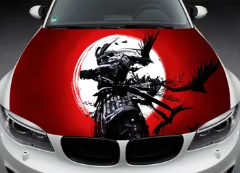 Наклейка на автомобиль Samurai, Наклейка на капот для японской покраски автомобиля, Виниловая пленка спереди автомобиля, Декоративная наклейка аниме универсального размера