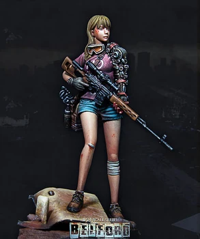 Неокрашенный комплект 1/24 75 мм женщина-солдат с пистолетом 75 мм фигурка Историческая Фигура Комплект Смолы