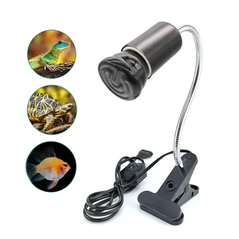 Комплект нагревательных ламп для мини-домашних рептилий 220 В с керамическим держателем для ламп, комплект нагревательных ламп для черепах, греющееся освещение E27, штепсельная вилка ЕС