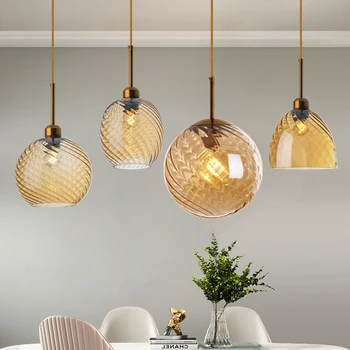 Подвесные светильники из стекла в полоску современного искусства в скандинавском стиле, подвесные светильники для гостиной, столовой, прихожей, домашний декор для кухни
