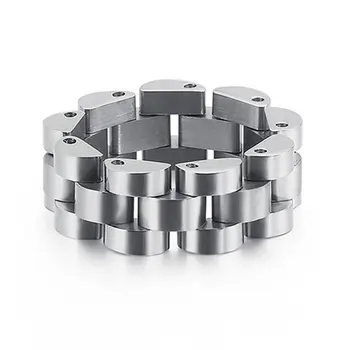 Классическое простое обручальное кольцо из нержавеющей стали, позолоченное кольцо в стиле ремешка для часов, 8 мм
