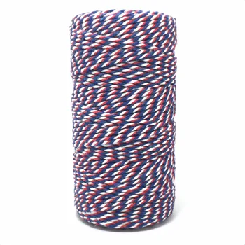 2016 НОВИНКА 8ply 1,5 мм Хлопчатобумажная смесь для шпагата Bakers, 100 ярдов/рулонов, подарочная упаковка для шпагата Baker's, красный /Сапфирово-синий/белый шпагат для рукоделия