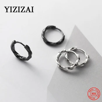 YIZIZAI, серьги-кольца Мебиуса из стерлингового серебра 925 пробы, женская мужская пара, простые нерегулярные витые противоаллергические украшения